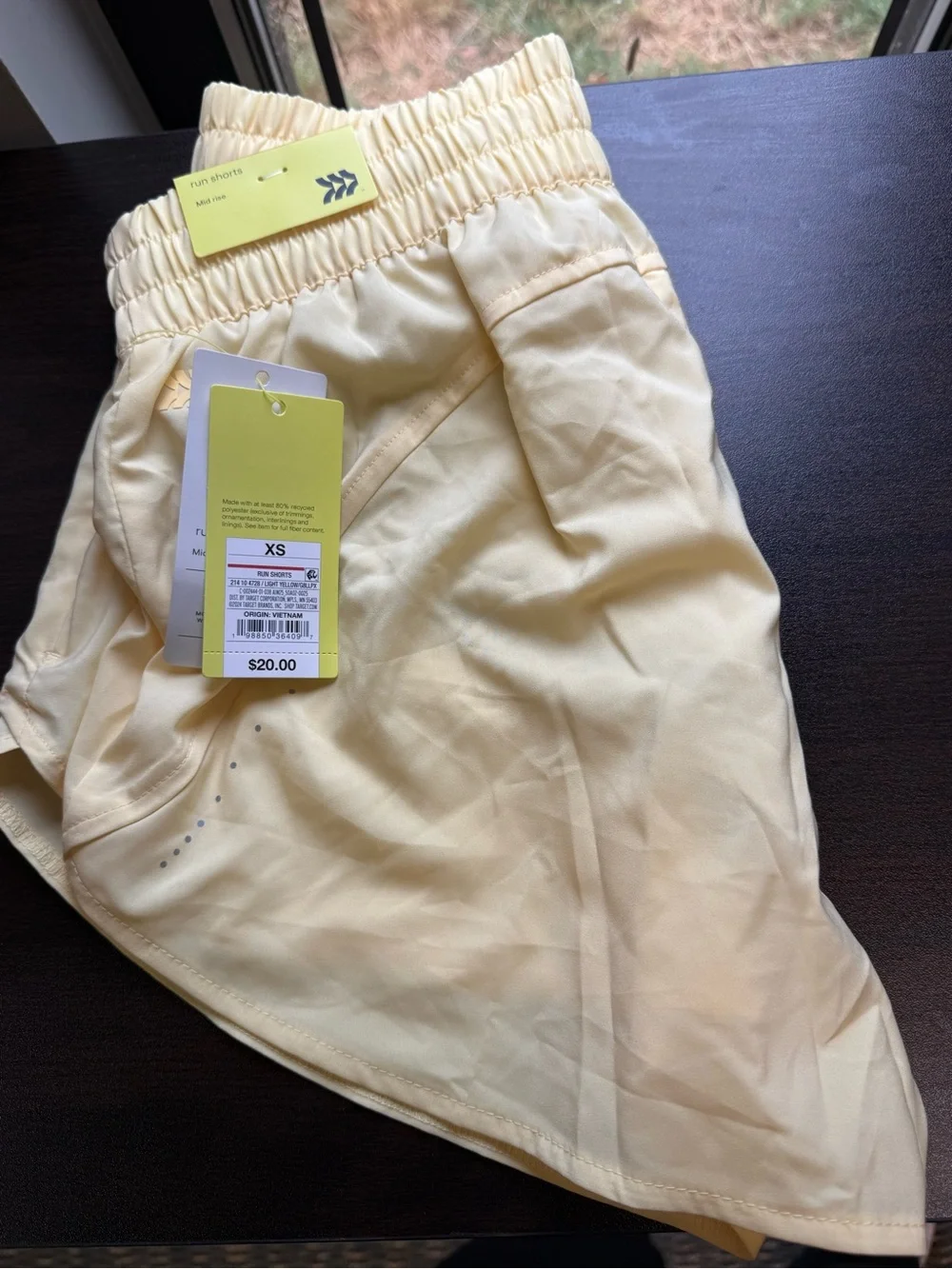 Yellow Elastic-Waist running Shorts
